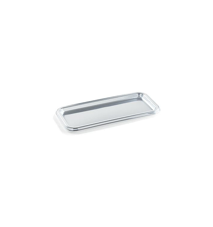 Vassoio Plastica Rettangolare Argento 35X16 cm (5 Pezzi)