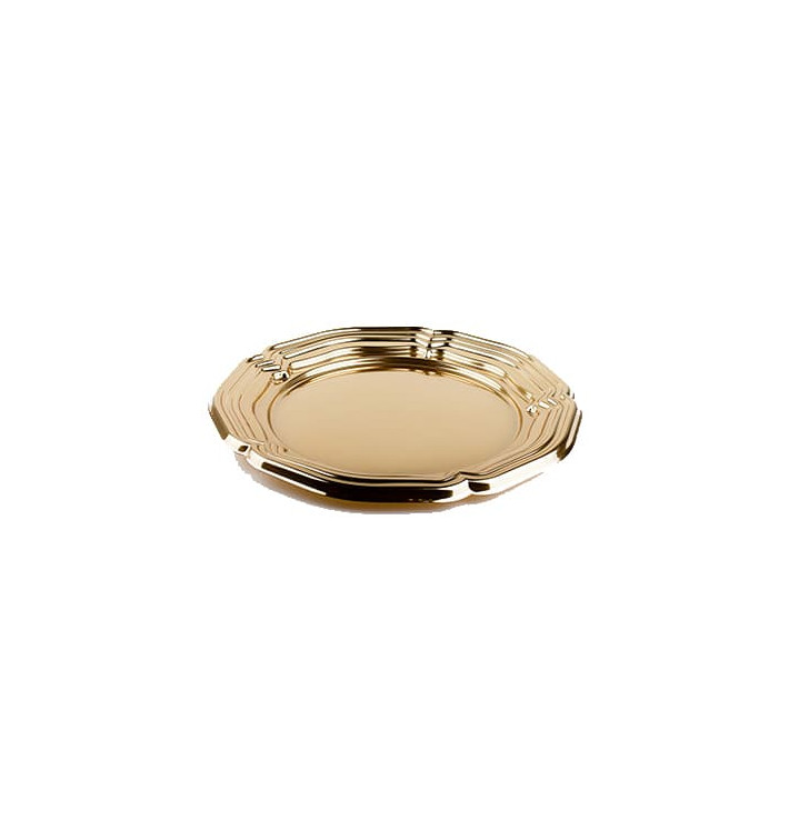 Vassoio di Plastica Catering Rotondo Oro 34 cm (5 Pezzi) Vassoio di Plastica Catering Rotondo Oro 34 cm (5 Pezzi)