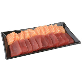 Vassoio Plastica Catering Rettang. Nero 12x22cm (50 Pezzi)