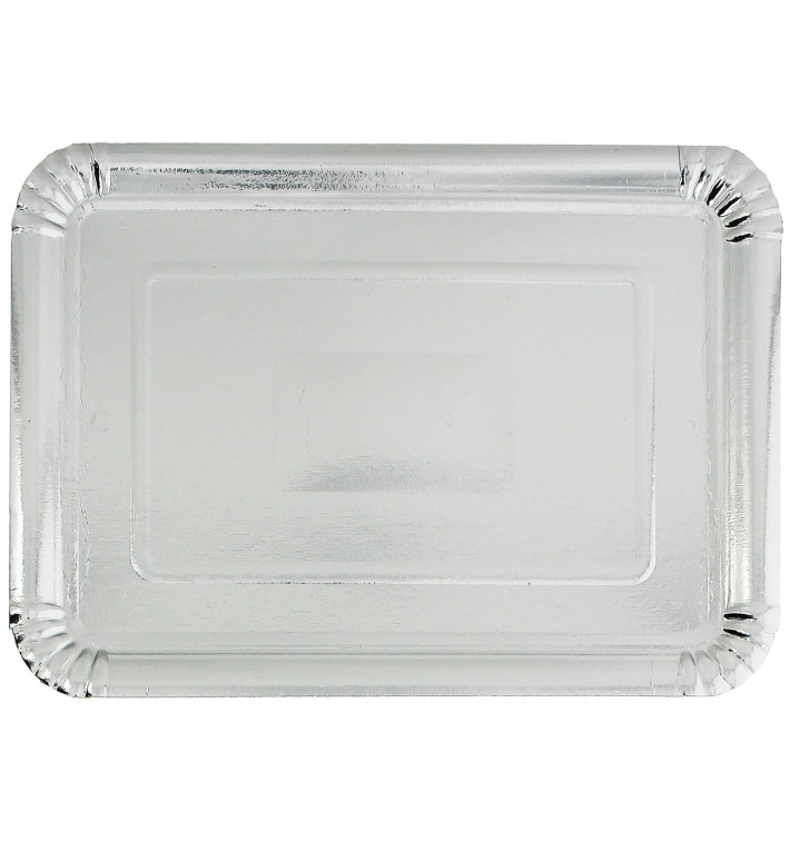 Vassoio di Cartone Rettangolare Argento 18x24cm (800 Pezzi) Vassoio di Cartone Rettangolare Argento 18x24cm (800 Pezzi)
