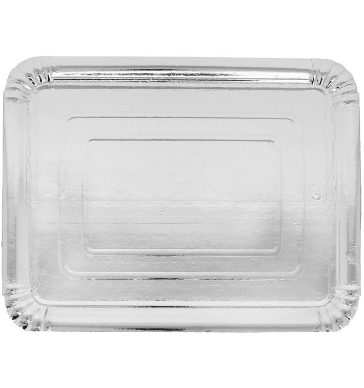 Vassoio di Cartone Rettangolare Argento 25x34cm (100 Pezzi) Vassoio di Cartone Rettangolare Argento 25x34cm (100 Pezzi)