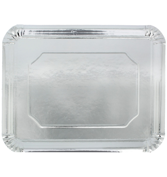Vassoio di Cartone Rettangolare Argento 34x42cm (50 Pezzi) Vassoio di Cartone Rettangolare Argento 34x42cm (50 Pezzi)