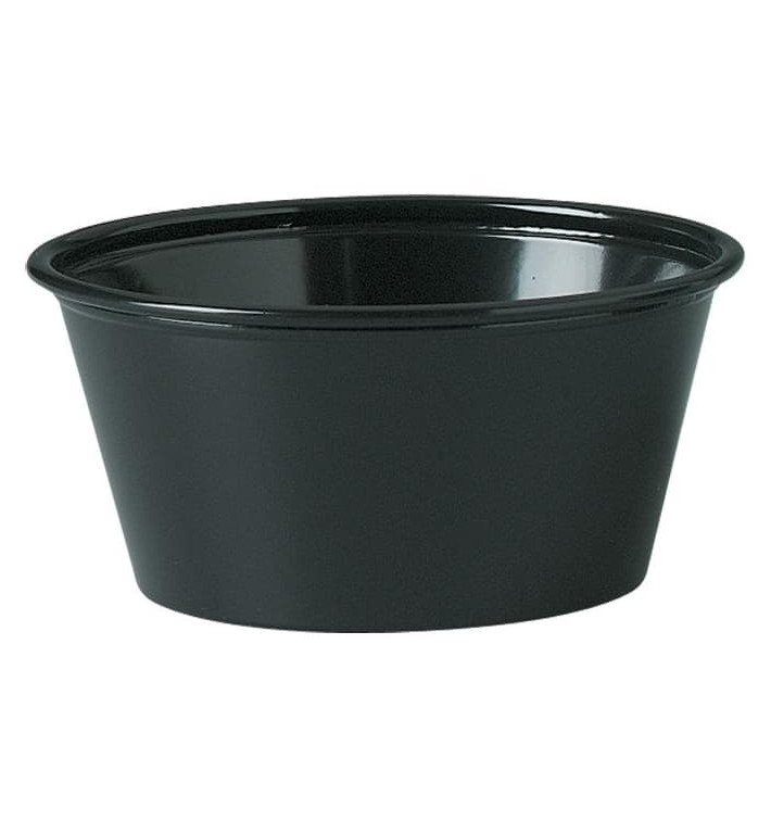 Contenitore per Salse PS Nero 100ml Ø7,3cm (2500 Pezzi) Contenitore per Salse PS Nero 100ml Ø7,3cm (2500 Pezzi)
