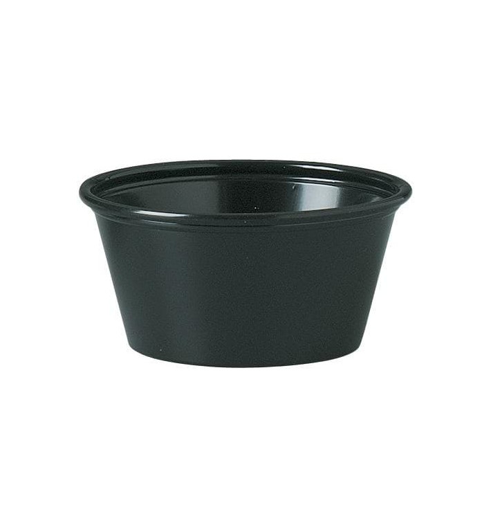 Contenitore per Salse PS Nero 60ml Ø6,6cm (2500 Pezzi) Contenitore per Salse PS Nero 60ml Ø6,6cm (2500 Pezzi)