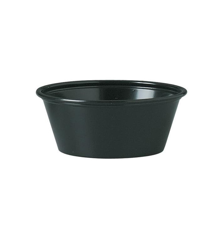 Contenitore per Salse PS Nero 44ml Ø6,6cm (250 Pezzi) Contenitore per Salse PS Nero 44ml Ø6,6cm (250 Pezzi)