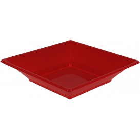 Piatto Plastica Fondo Quadrato Rosso 170mm (5 Pezzi)
