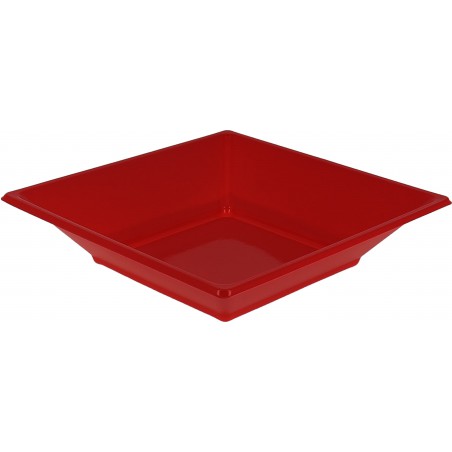 Piatto Plastica Fondo Quadrato Rosso 170mm (25 Pezzi)