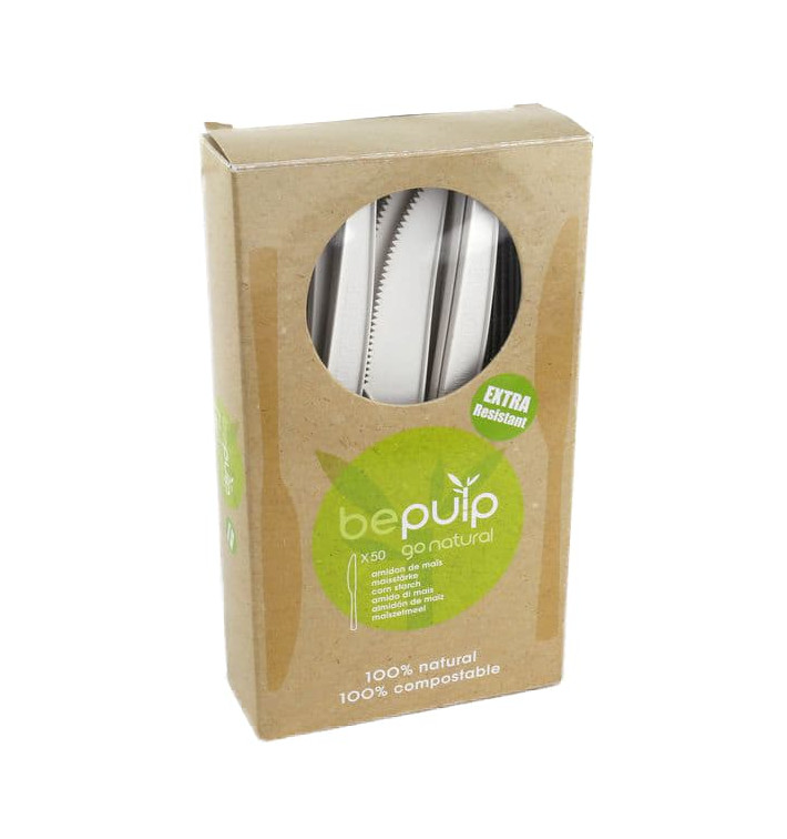 Coltello Bio CPLA Bianco 160mm imballaggio (50 Pezzi) Coltello Bio CPLA Bianco 160mm imballaggio (50 Pezzi)
