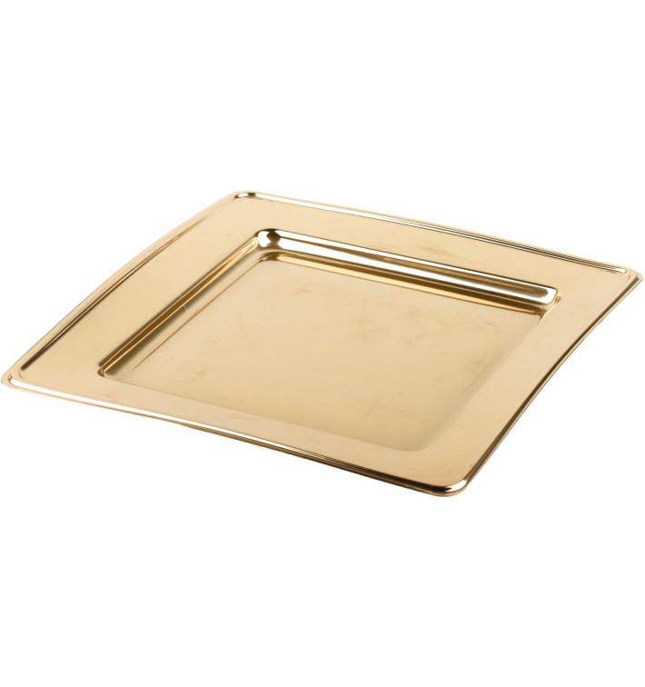 Piatto di Plastica PET Quadrato Oro 18cm (6 Pezzi) Piatto di Plastica PET Quadrato Oro 18cm (6 Pezzi)