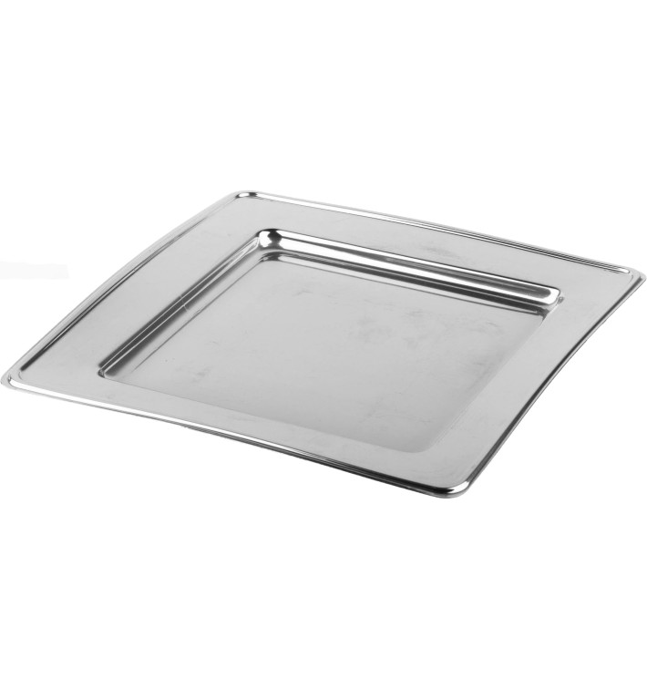 Piatto di Plastica PET Quadrato Argento 18cm (180 Pezzi) Piatto di Plastica PET Quadrato Argento 18cm (180 Pezzi)