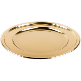 Piatto di Plastica PET Tondo Oro Ø18,5cm (6 Pezzi)