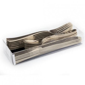 Kit Posate Forchetta, Coltello e Cucchiaio Oro metal (10 kits)