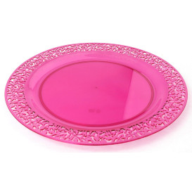 Piatto Plastica Tondo Rigida "Lace"  Lampone 19cm (88 Pezzi)