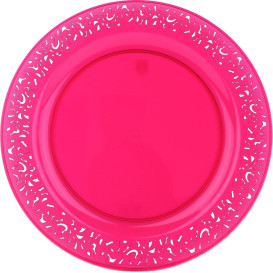 Piatto Plastica Tondo Rigida "Lace"  Lampone 23cm (88 Pezzi)