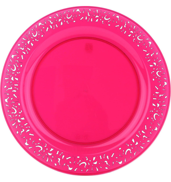 Piatto Plastica Tondo Rigida "Lace" Lampone 23cm (88 Pezzi) Piatto Plastica Tondo Rigida "Lace" Lampone 23cm (88 Pezzi)