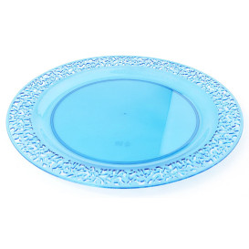 Piatto Plastica Tondo Rigida "Lace" Turchese 19cm (88 Pezzi)