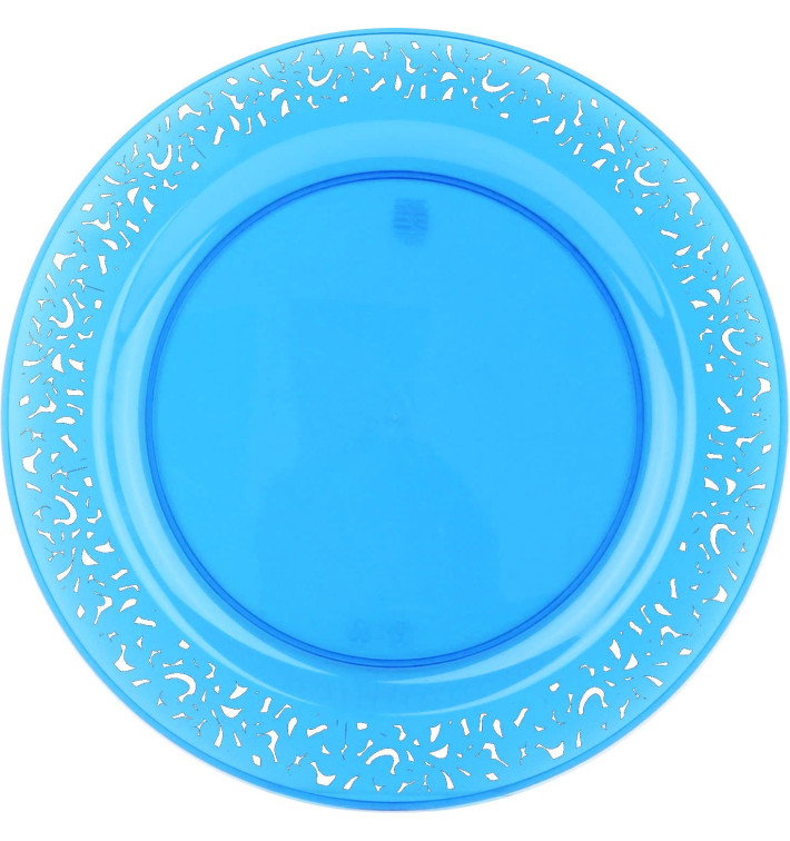 Piatto Plastica Tondo Rigida "Lace" Turchese 23cm (4 Pezzi) Piatto Plastica Tondo Rigida "Lace" Turchese 23cm (4 Pezzi)