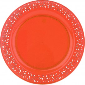 Piatto Plastica Tondo Rigida "Lace" Arancione 19cm (4 Pezzi)