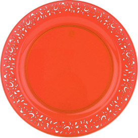 Piatto Plastica Tondo Rigida "Lace" Arancione 19cm (88 Pezzi)