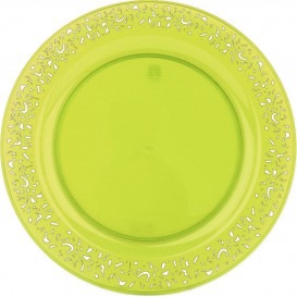 Piatto Plastica Tondo Rigida "Lace" Verde 19cm (4 Pezzi)