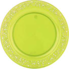 Piatto Plastica Tondo Rigida "Lace" Verde 19cm (4 Pezzi)