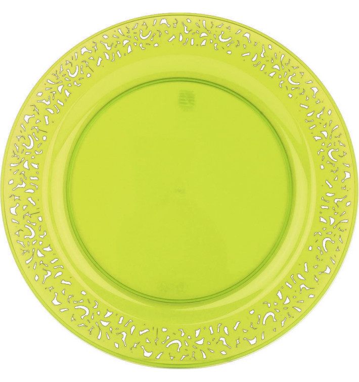 Piatto Plastica Tondo Rigida "Lace" Verde 19cm (88 Pezzi)