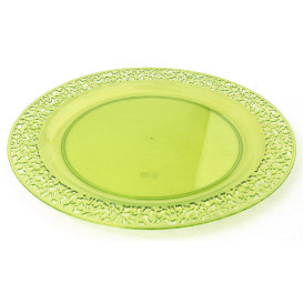 Piatto Plastica Tondo Rigida "Lace" Verde 23cm (4 Pezzi)