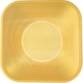 Ciotola Plastica PP "X-Table" Oro 18x18cm (8 Pezzi)