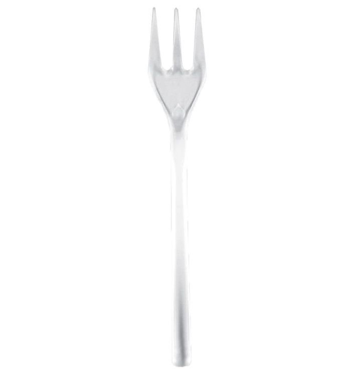 Mini-Forcheta di plastica Degustazione Transparente 100 mm (1500 Pezzi) Mini-Forcheta di plastica Degustazione Transparente 100 mm (1500 Pezzi)