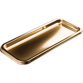 Vassoio Plastica Rettangolare Oro 35X16 cm (5 Pezzi)