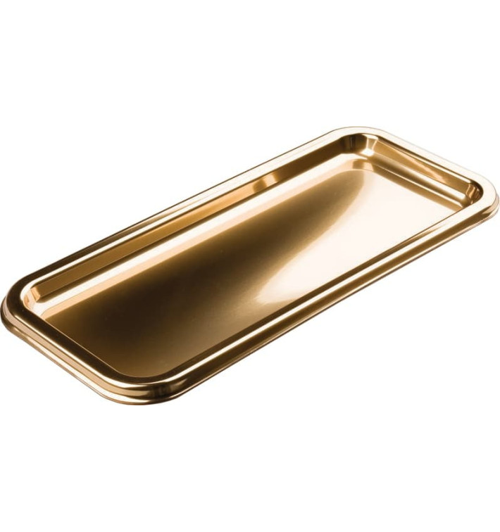 Vassoio Plastica Rettangolare Oro 35X16 cm (5 Pezzi) Vassoio Plastica Rettangolare Oro 35X16 cm (5 Pezzi)