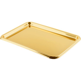 Vassoio Plastica Rettangolare Oro 35X24 cm (50 Pezzi)