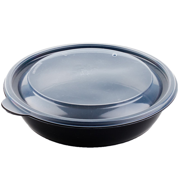 Coppette PP Nero e Coperchio Ø190x40mm (15 Pezzi) Coppette PP Nero e Coperchio Ø190x40mm (15 Pezzi)