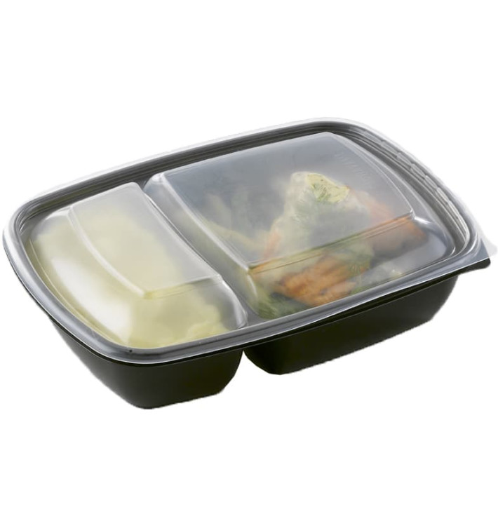 Contenitori PP Nero 2S e Coperchio di 900ml 230x170x70mm (15 Pezzi) Contenitori PP Nero 2S e Coperchio di 900ml 230x170x70mm (15 Pezzi)