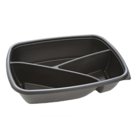 Contenitori Plastica PP Nero 3S 900ml 23x17x5cm (75 Pezzi)