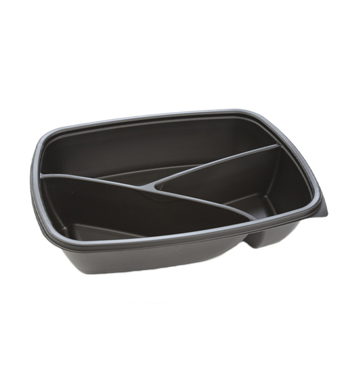 Contenitori Plastica PP Nero 3S 900ml 23x17x5cm (75 Pezzi) Contenitori Plastica PP Nero 3S 900ml 23x17x5cm (75 Pezzi)