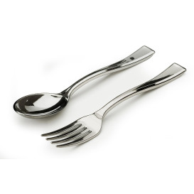 Cucchiaino di Plastica Metallo 130m (100 Pezzi)
