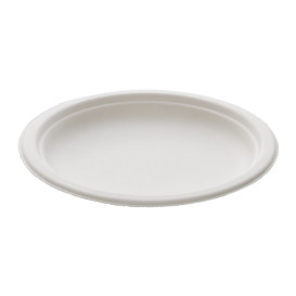 Piatto Bio in Canna da Zucchero Bianco Ø180mm (25 Pezzi)