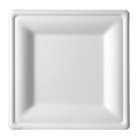 Piatto Quadrato Bianco Canna Zucchero 15x15cm (25 Pezzi)