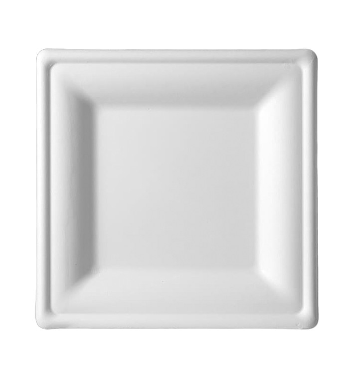 Piatto Quadrato Bianco Canna Zucchero 15x15cm (25 Pezzi) Piatto Quadrato Bianco Canna Zucchero 15x15cm (25 Pezzi)