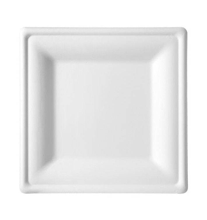 Piatto Quadrato Bianco Canna Zucchero 20x20cm (25 Pezzi) Piatto Quadrato Bianco Canna Zucchero 20x20cm (25 Pezzi)