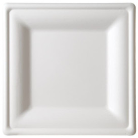 Piatto Quadrato Bianco Canna Zucchero 26x26cm (10 Pezzi)