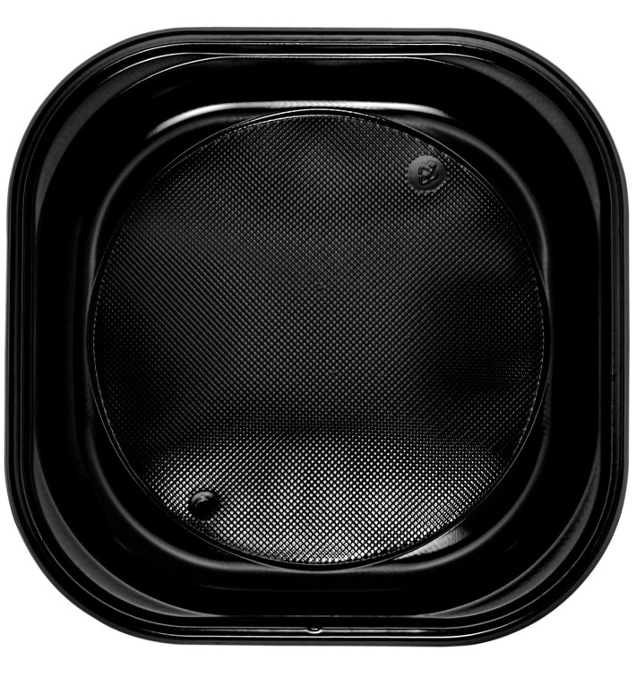 Piatto di Plastica Quadrato PS Piano Nero 200x200mm (30 Pezzi) Piatto di Plastica Quadrato PS Piano Nero 200x200mm (30 Pezzi)