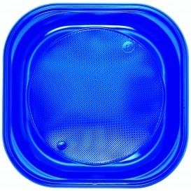 Piatto di Plastica PS Piazza Piano Blu Scuro 200x200mm (720 Pezzi)