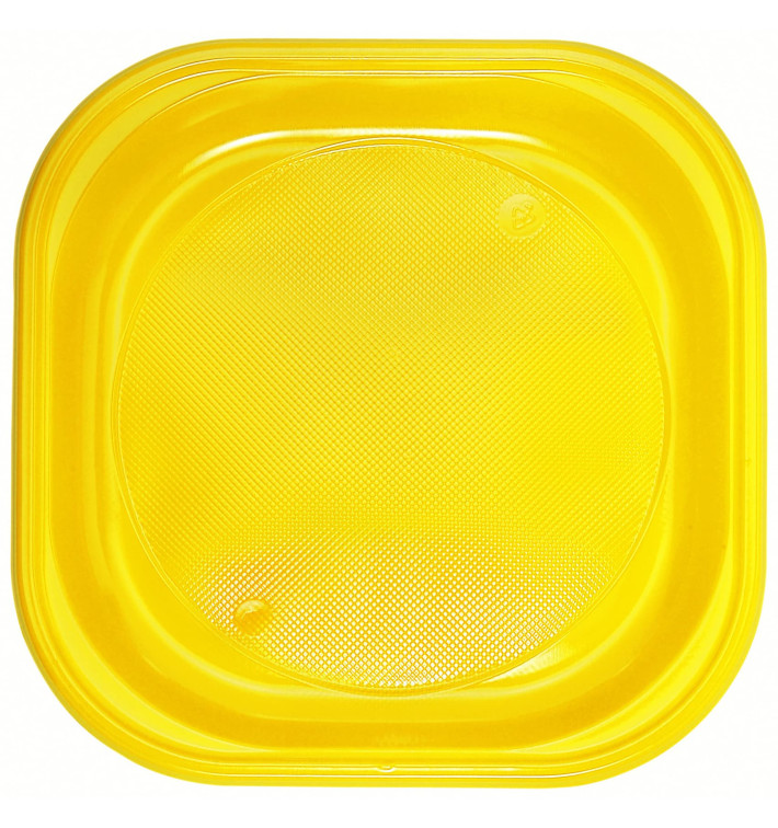 Piatto di Plastica PS Piazza Piano Giallo 200x200mm (30 Pezzi) Piatto di Plastica PS Piazza Piano Giallo 200x200mm (30 Pezzi)