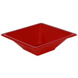 Ciotola Plastica PS Quadrato Rosso 12x12cm (12 Pezzi)