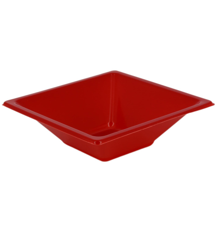 Ciotola Plastica PS Quadrato Rosso 12x12cm (12 Pezzi) Ciotola Plastica PS Quadrato Rosso 12x12cm (12 Pezzi)