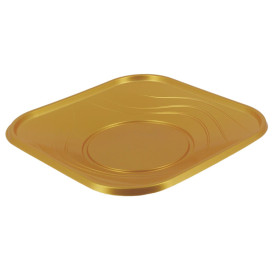 Piatto di Plastica PP "X-Table" Piazza Piano Oro 180mm (120 Pezzi)