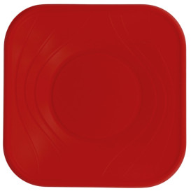 Piatto di Plastica PP "X-Table" Piazza Piano Rosso 180mm (120 Pezzi)