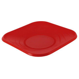 Piatto di Plastica PP "X-Table" Piazza Piano Rosso 180mm (120 Pezzi)